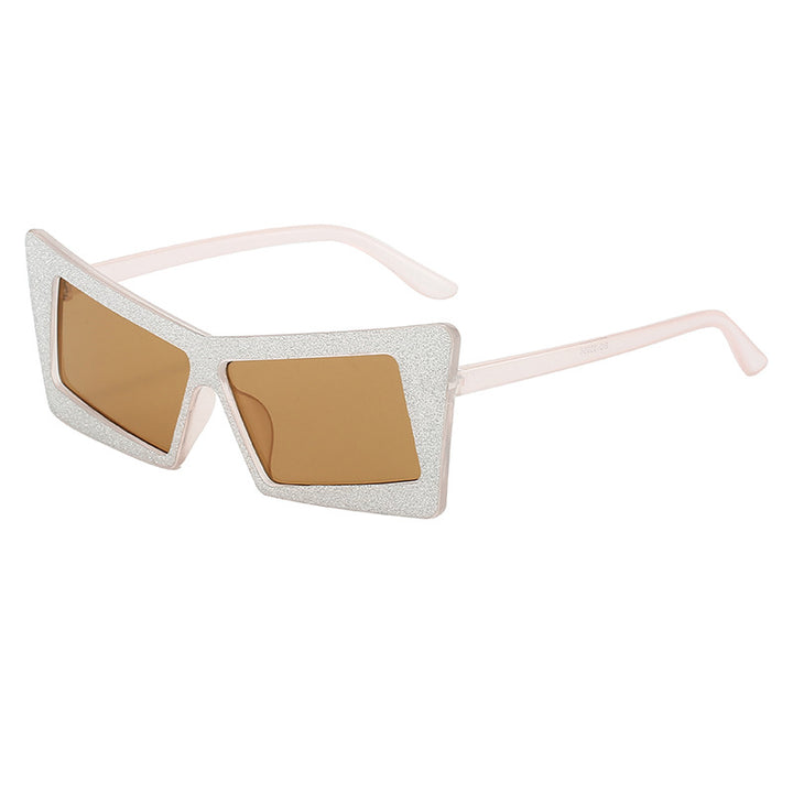 Dame geometrisk solbrille med glitrende elementer Luvikno