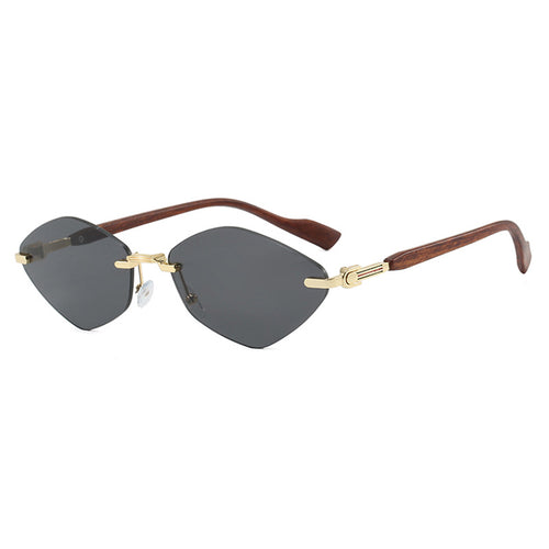 Dame geometrisk solbrille med luksuriøse trearmer og polariserte glass Luvikno