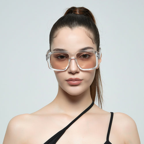 Dame moteriktig kvadratisk solbrille i moderne skilpadde-design Luvikno
