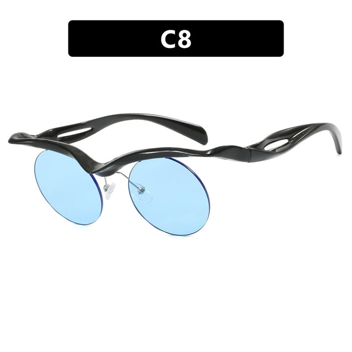Damer futuristisk solbrille med buet ramme og polariserte linser Luvikno
