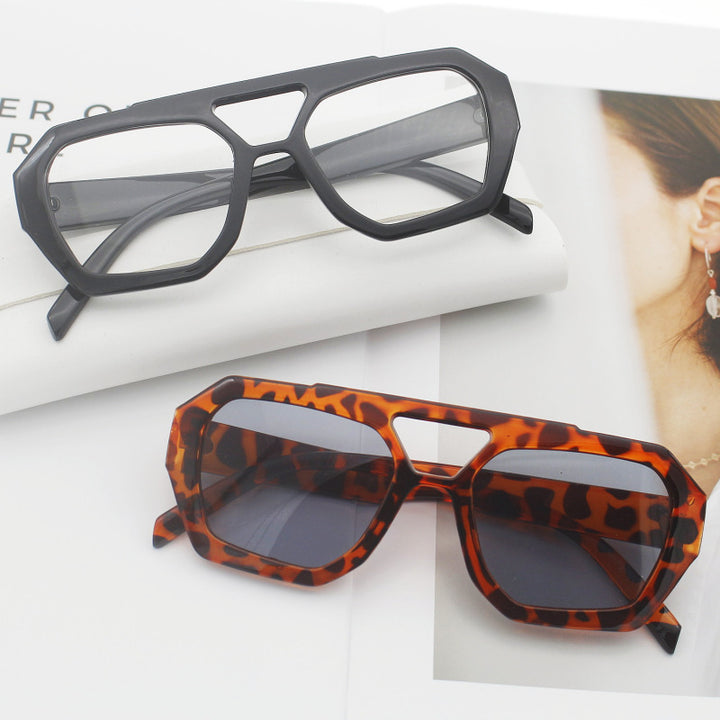Dame fashionable sekskantet brille Luvikno