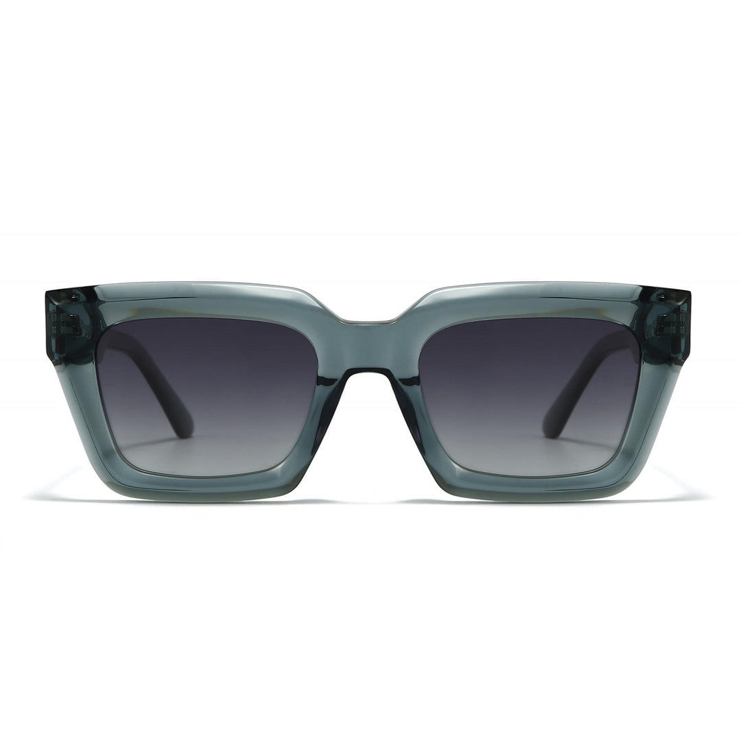Dame firkantet solbrille med moderne plastikkinnestel og myke linser Luvikno
