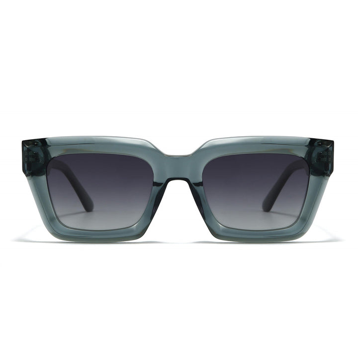 Dame firkantet solbrille med moderne plastikkinnestel og myke linser Luvikno