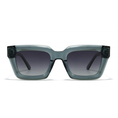 Dame firkantet solbrille med moderne plastikkinnestel og myke linser Luvikno