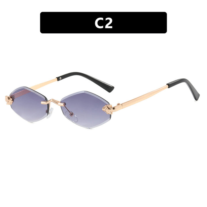 Dame geometrisk solbrille med dobbelt metallramme og beskyttende linser Luvikno