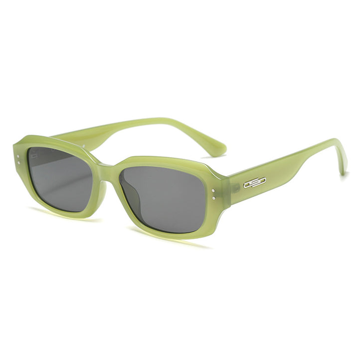 Dame trendy firkantet solbrille med innovativ gjennomsiktig ramme Luvikno