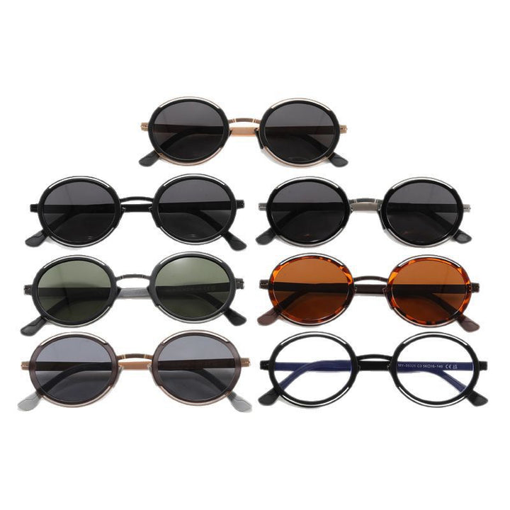 Damer moteriktig rund solbrille med elegant metallramme Luvikno