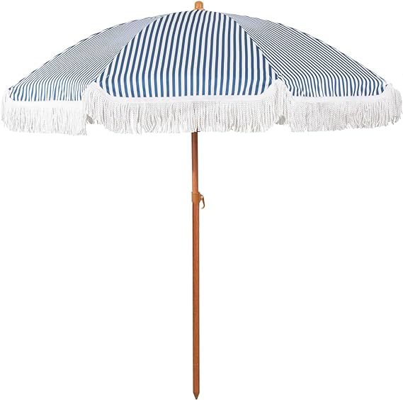 Dame solskjerm med dusk og stripete design Luvikno