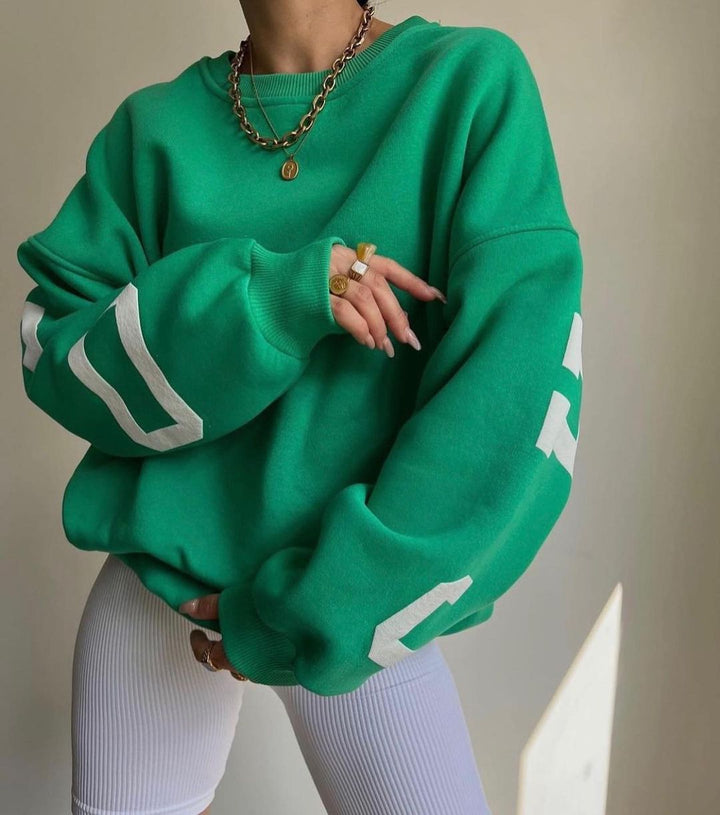 Dame avslappet oversized genser med kontrasterende ermer Luvik