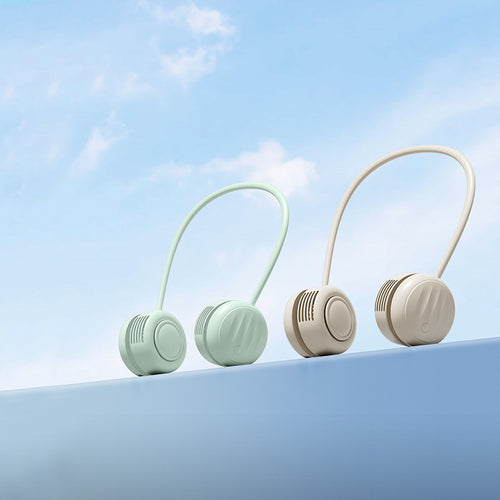 Kjølende handsfree dual-hodet bærbar nakkevifte med fleksibel gåsehals og USB-C opplading Luvikno