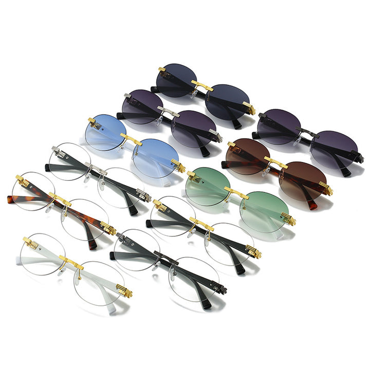 Dame motefull solbrille med gjennomsiktig ramme og fleksibel nesestøtte Luvikno