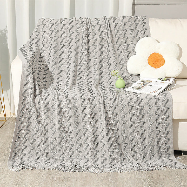 Kvinnens dekorative zigzag strikket teppe Luvikno
