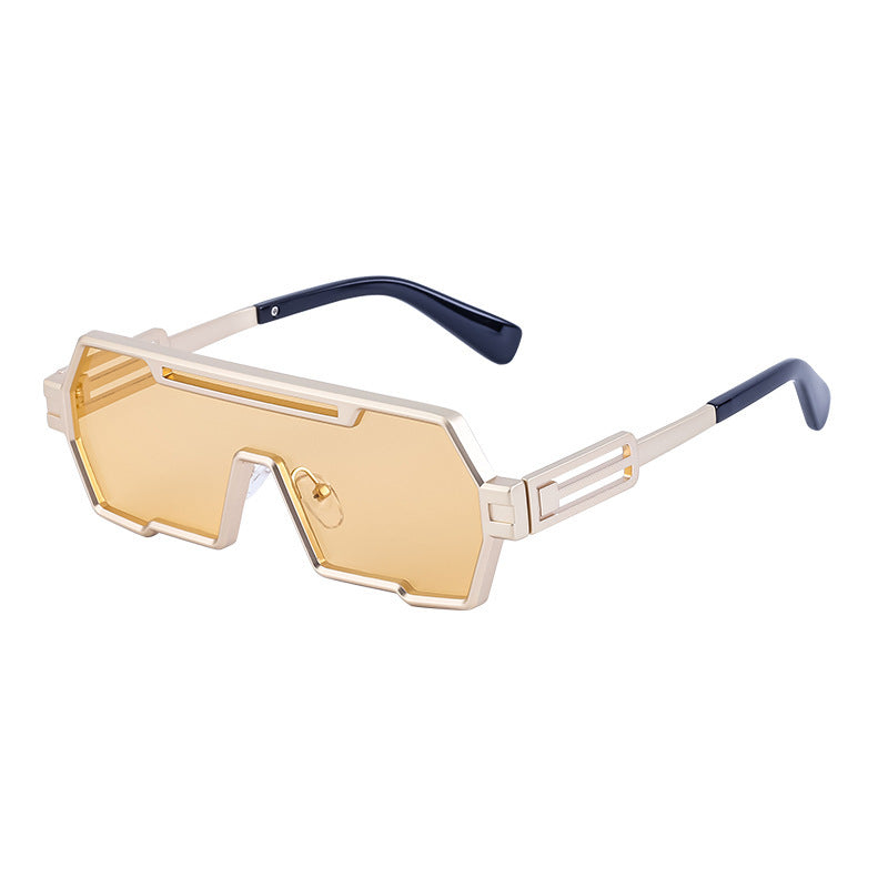 Dame motorisert solbrille i futuristisk design med bred ramme Luvikno