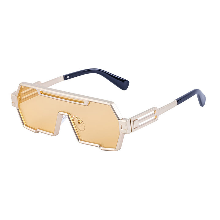 Dame motorisert solbrille i futuristisk design med bred ramme Luvikno
