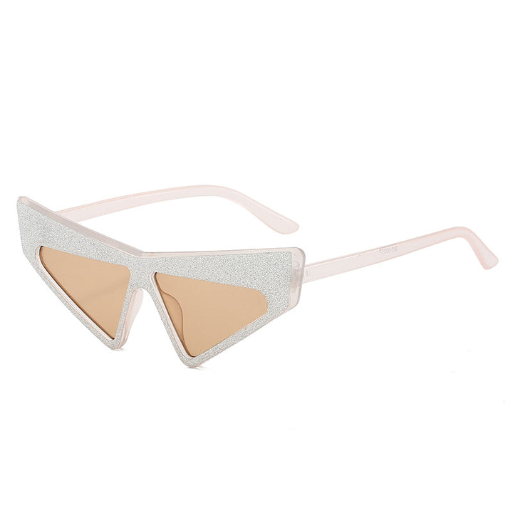 Dame futuristisk solbrille med glitrende ramme Luvikno