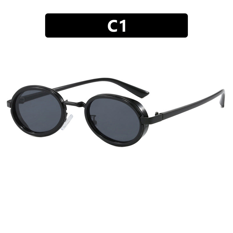 Dame rund solbrille med lette glass og gyldne detaljer Luvikno