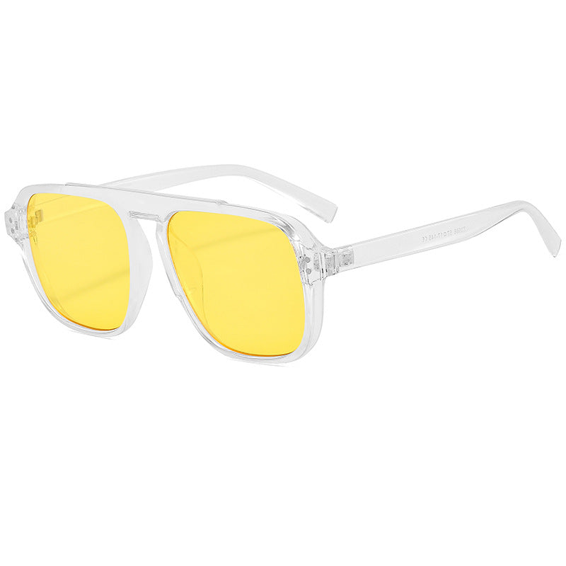 Dame geometrisk solbrille med polarisert gult glass Luvikno