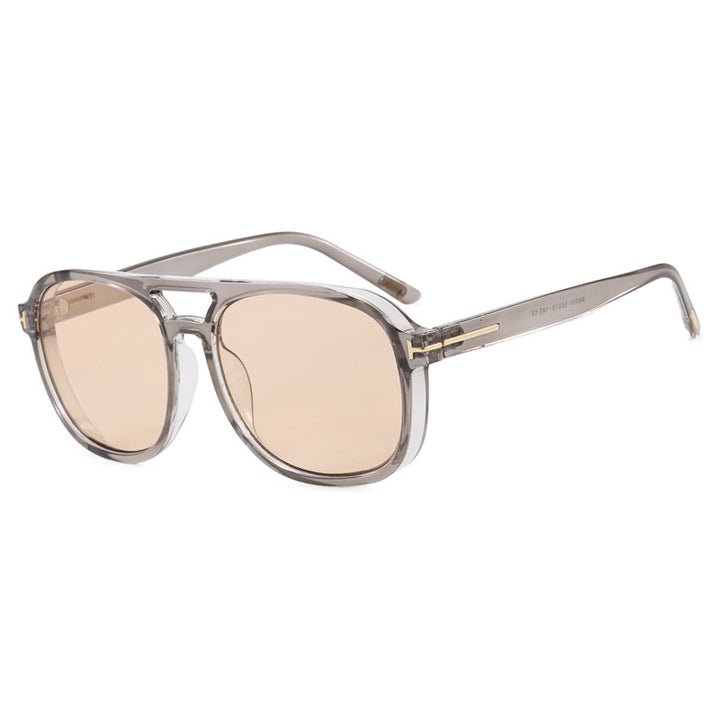 Dame kvadratisk solbrille med luksuriøs plastramme og speilglass Luvikno