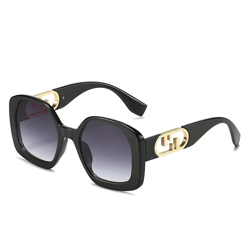 Dame oversized solbriller med ekstravagant geometrisk ramme og elegante detaljer Luvikno