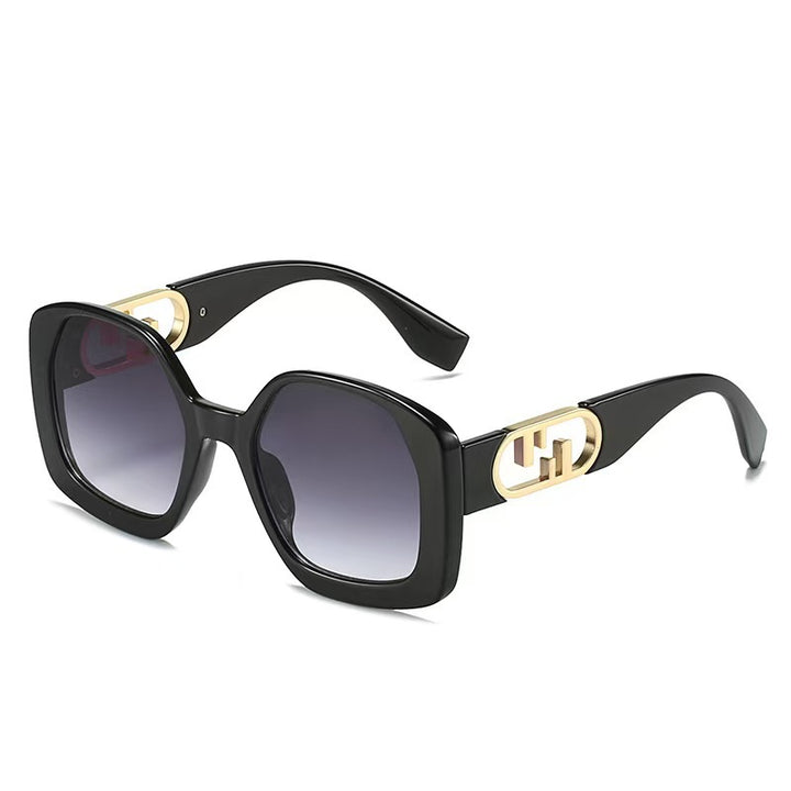 Dame oversized solbriller med ekstravagant geometrisk ramme og elegante detaljer Luvikno