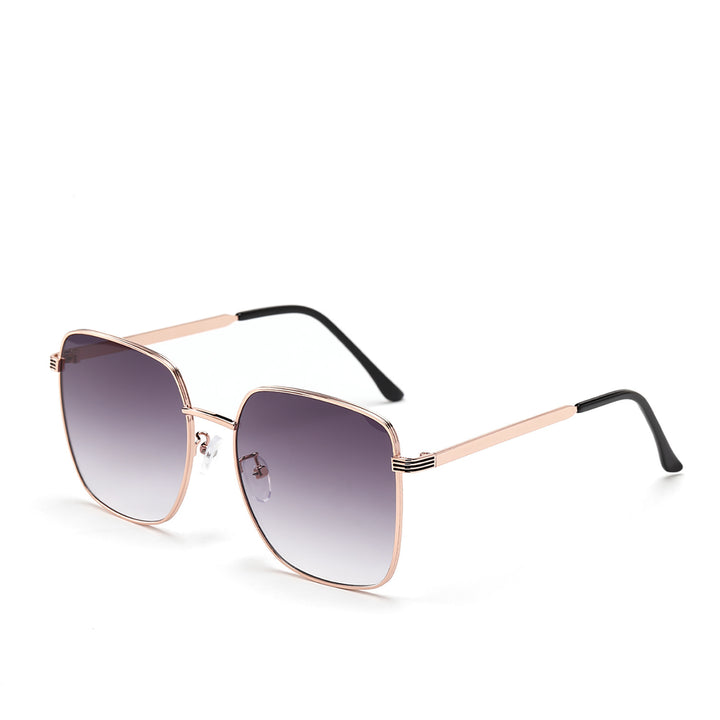 Dame kvadratisk solbrille med elegant metallramme og speilende glass Luvikno