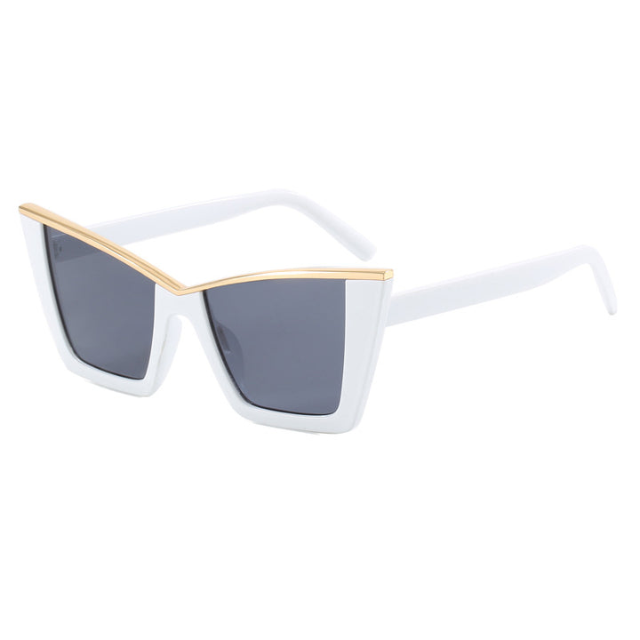 Dame firkantet solbrille med gullige detaljer Luvikno