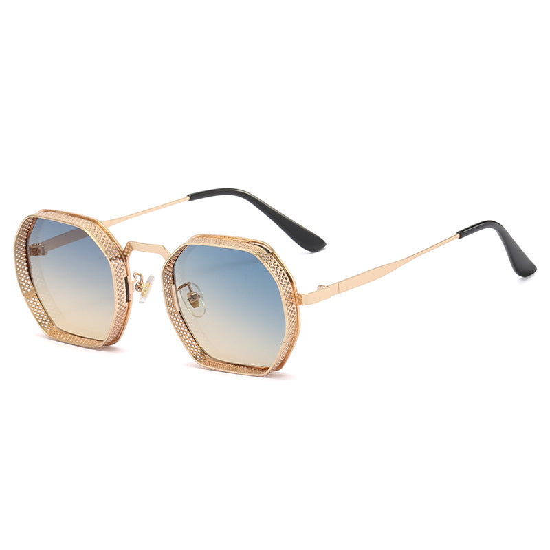 Dame solbrille med unik oktagonal metallramme Luvikno