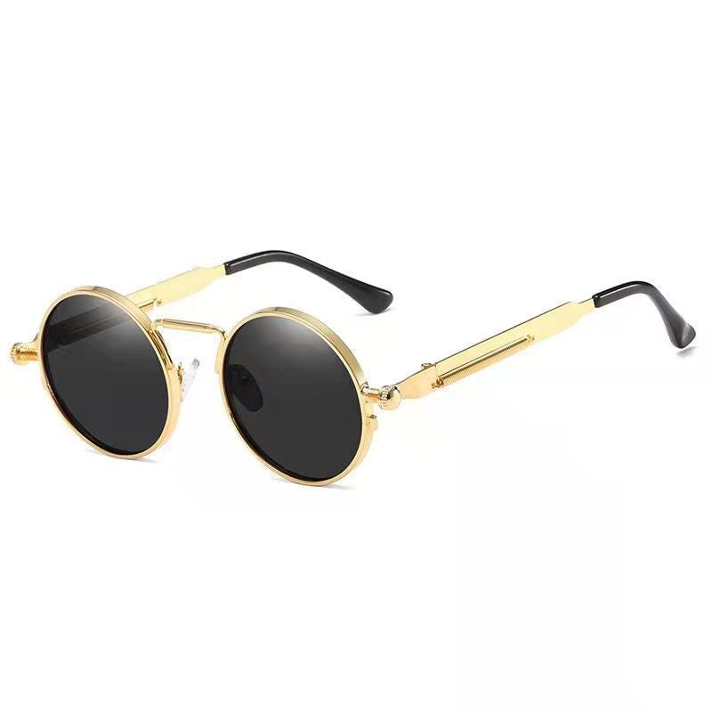 Dame Runde Metall-solbrille med speilte linser Luvikno