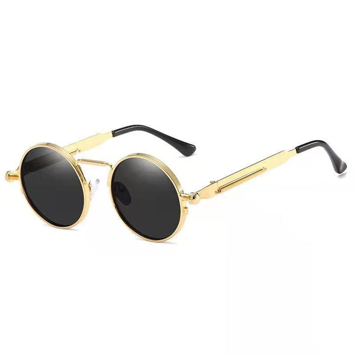 Dame Runde Metall-solbrille med speilte linser Luvikno