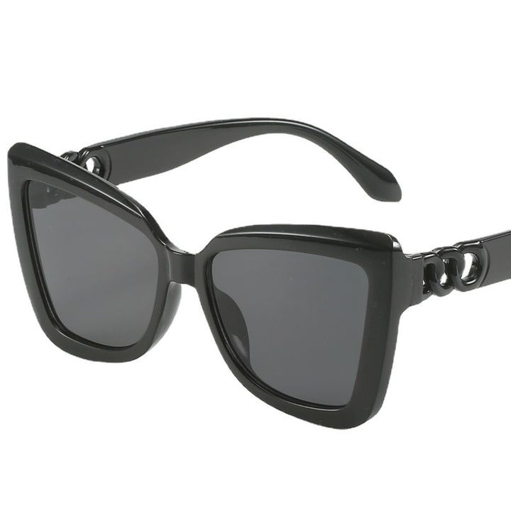 Dame moderne Cat-Eye solbriller med klar ramme og UV-beskyttelse Luvikno
