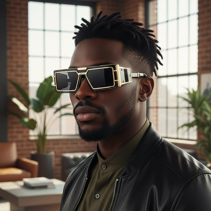 Dame Geometrisk Oversized Solbrille med luksuriøs ramme Luvikno