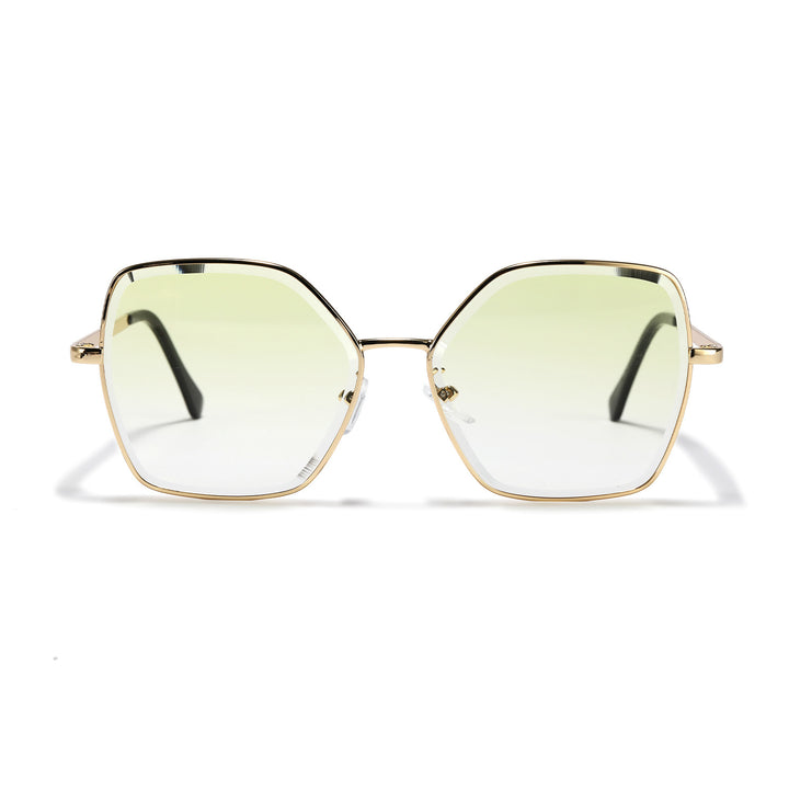 Dame geometrisk solbrille med fashionable gullramme Luvikno