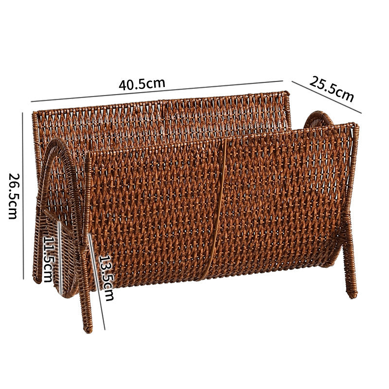Unisex Rektangulær Magasinkurv laget av håndvevd Rattan Luvikno