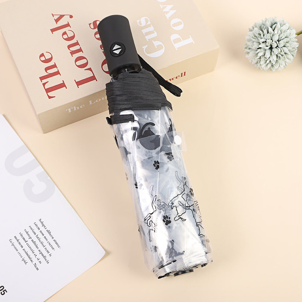 Dame Faltbar Paraply med gjennomsiktig design og dyremotiver Luvikno