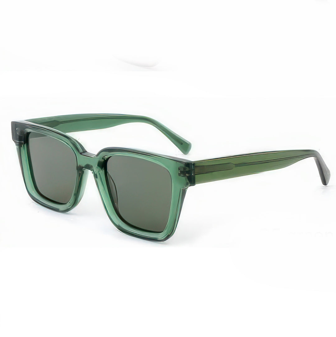 Dame moteriktig kvadratisk solbrille med transparent plastikkinn og polariserte linser Luvikno