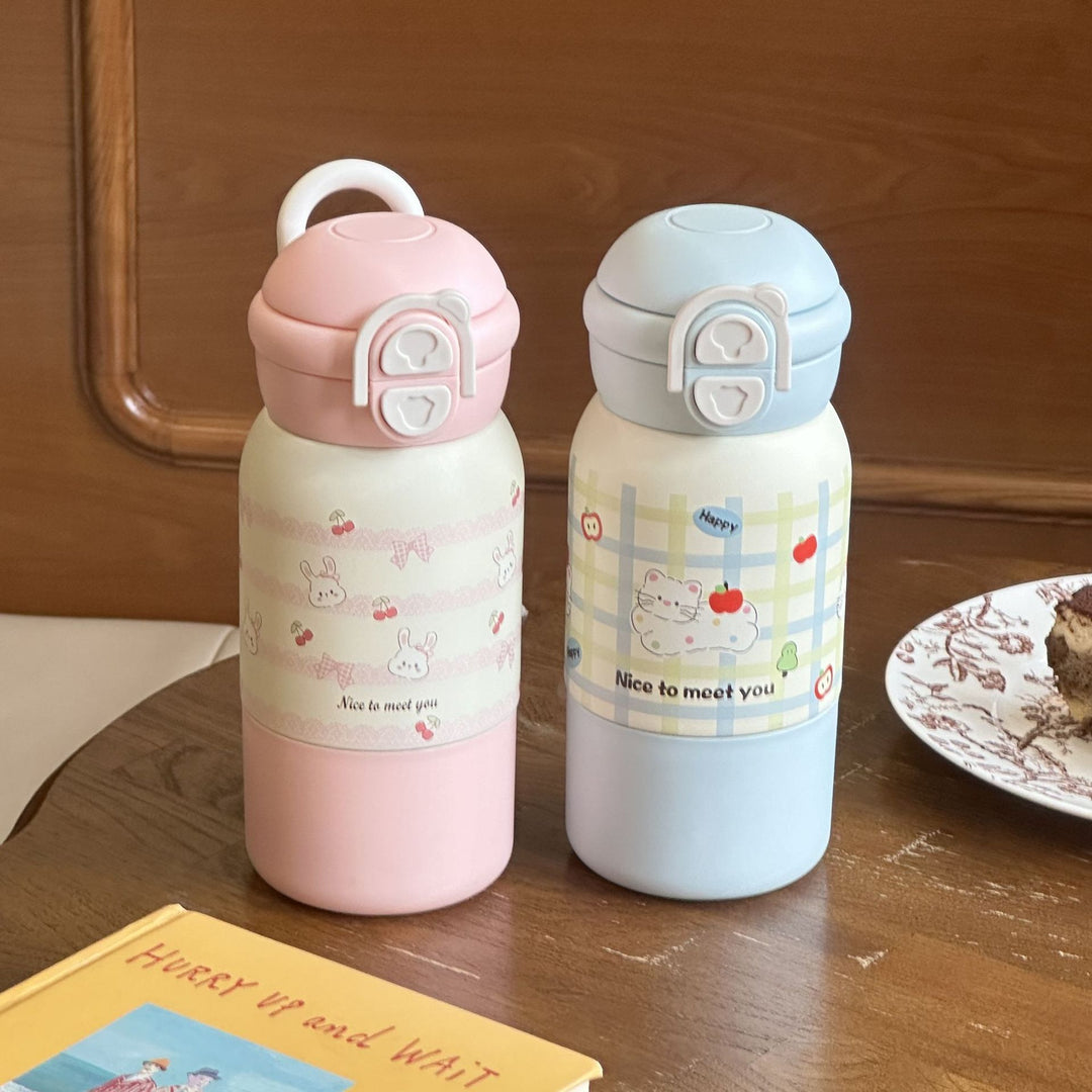 Damen Isoliertrinkflasche mit praktischem Klappverschluss und fröhlichem Design Luvikno