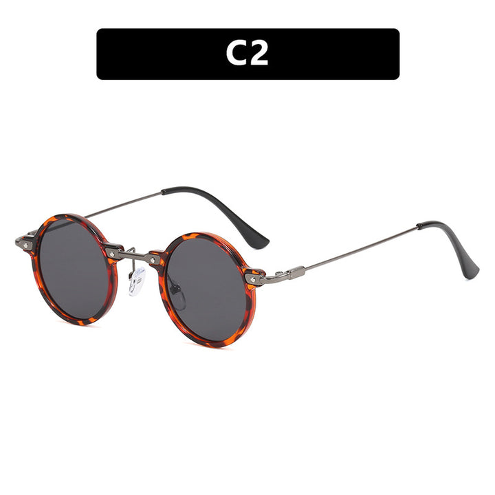 Damen moteriktig rund solbrille med stilig metallramme og polarisert glass Luvikno