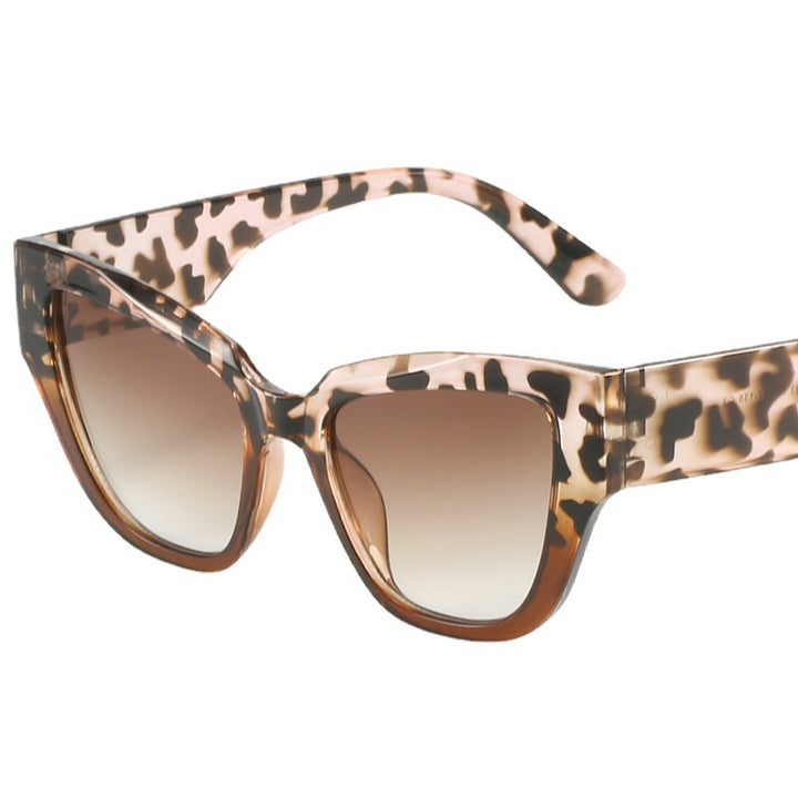 Dame Cat-Eye-solbriller med ekstravagant leopardmønster Luvikno