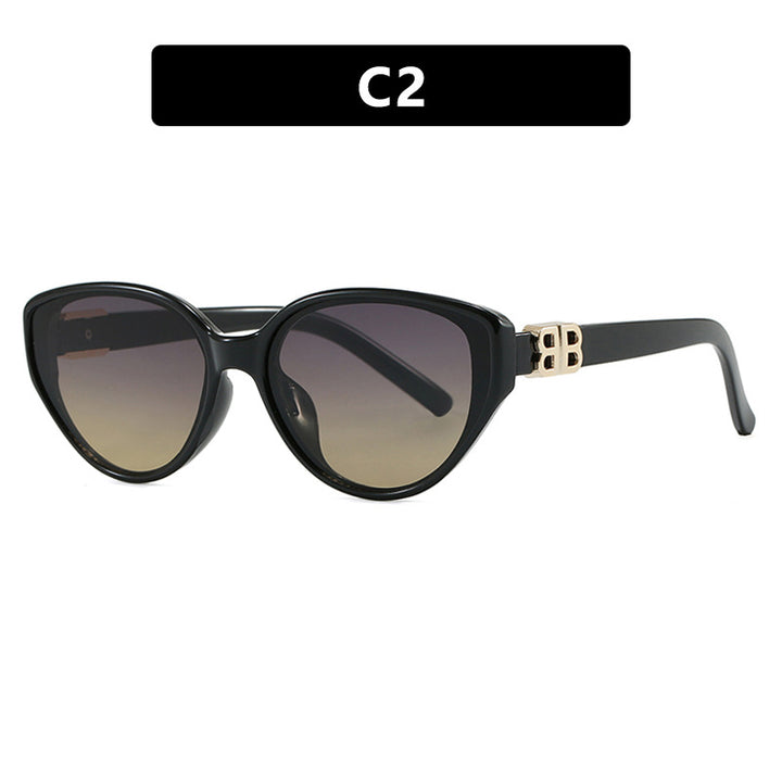 Dame modische Cat-Eye solbriller med elegant metallramme og UV-beskyttelse Luvikno