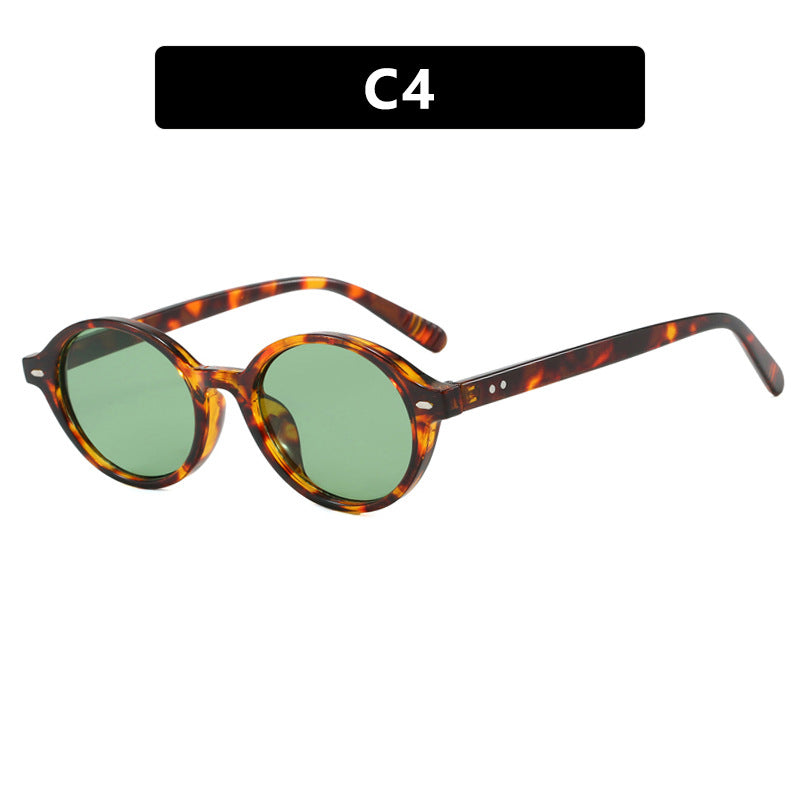 Dame rund solbrille med moderne design og polariserte glass Luvikno