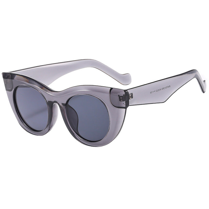 Dame Cat-Eye solbriller med transparent ramme og polariserte linser Luvikno