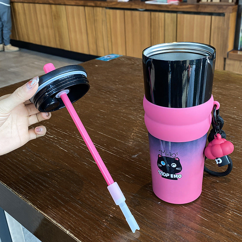 Dame leken kaffekopp med silikondeksel og integrert anheng Luvikno