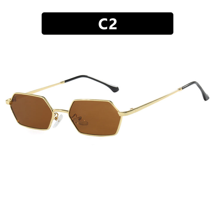 Dame hexagonal solbrille med elegant metallramme og UV-beskyttelse Luvikno