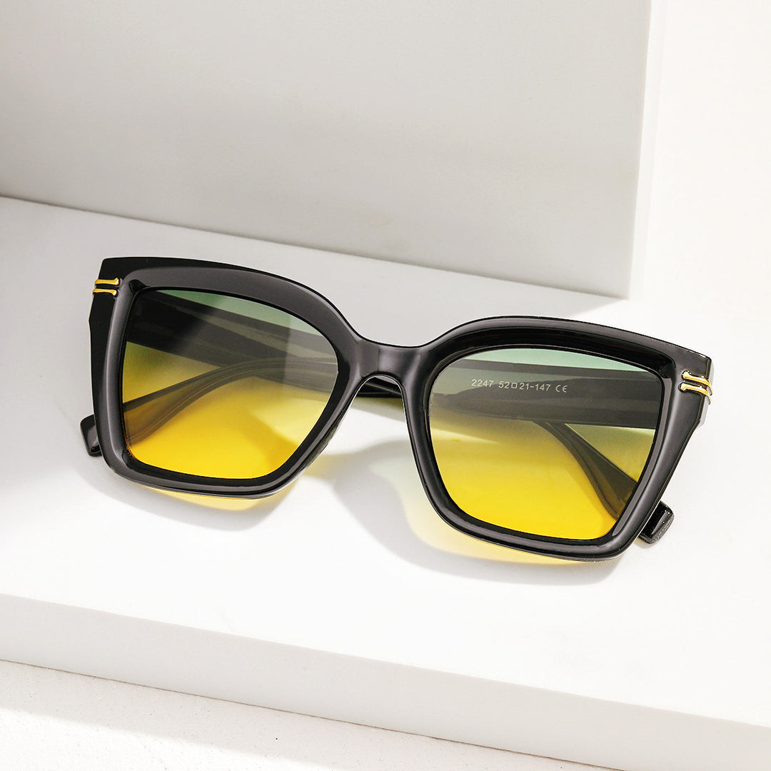 Damer trendy kvadratisk solbrille med elegant ramme Luvikno