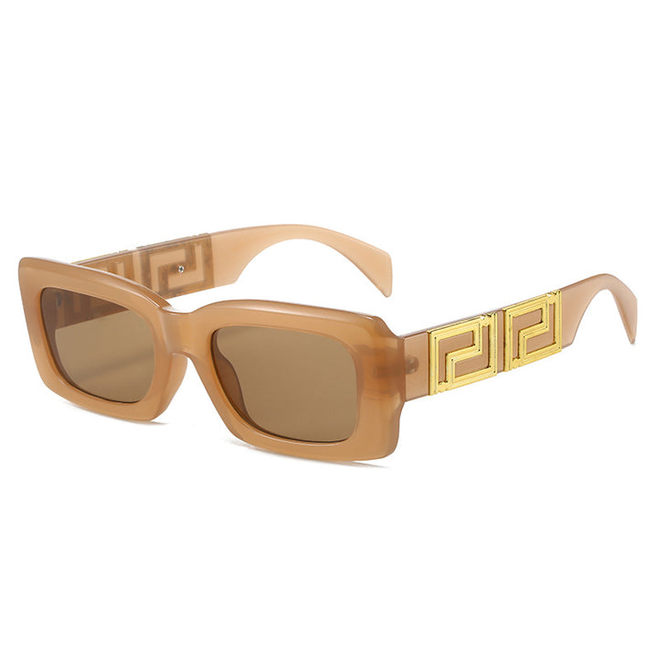 Damer elegant firkantet solbrille med luksuriøs gullaccent Luvikno