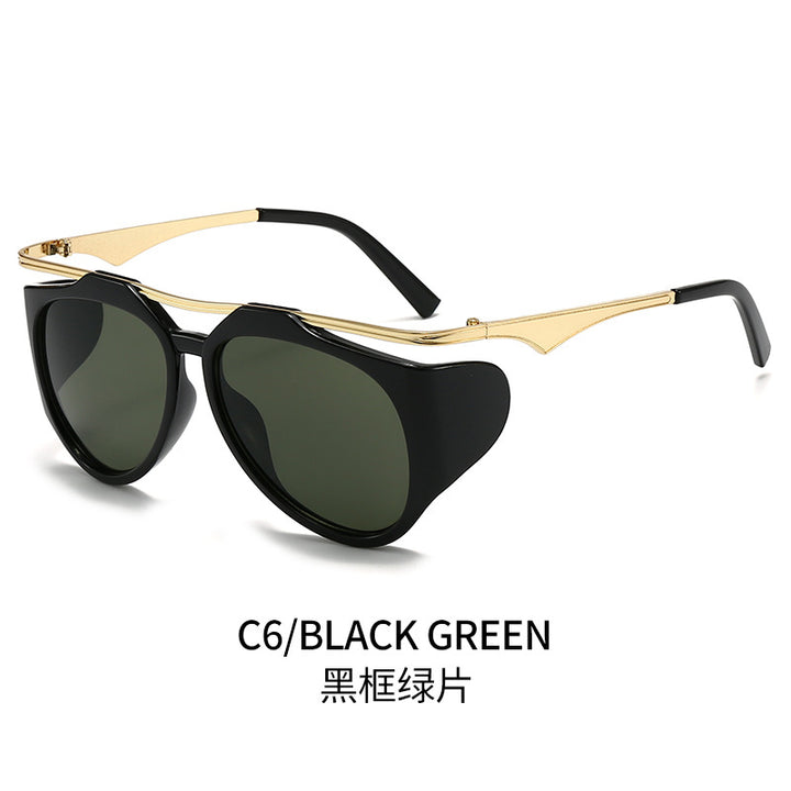 Dame Modis sport solbrille med oversized ramme og gull aksenter Luvikno