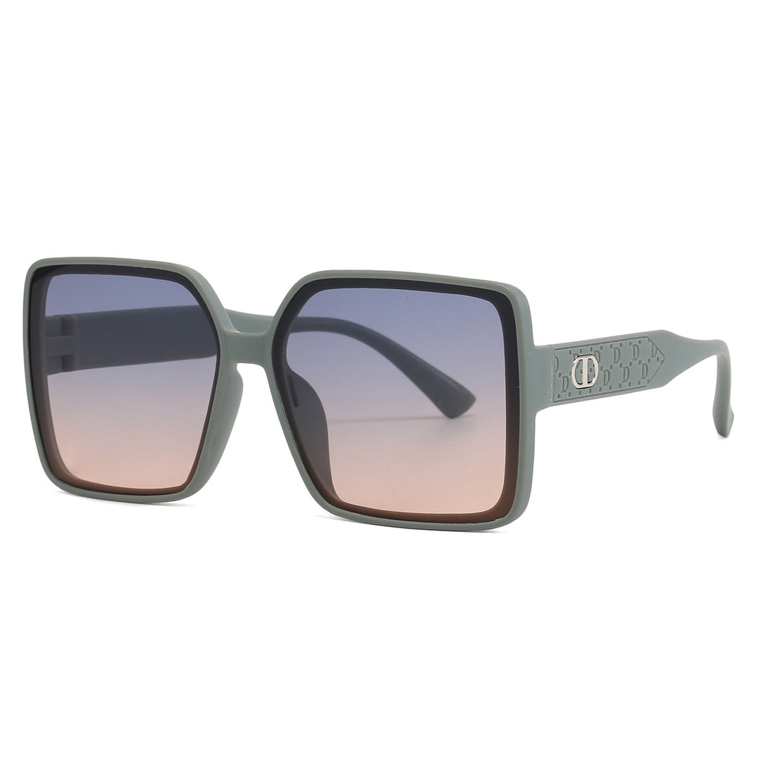 Damer moterik firkantet solbrille med gjennomsiktig design Luvikno