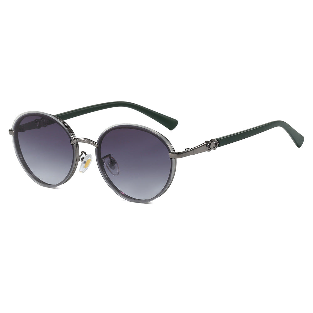 Dame elegant rund solbrille med speilende effekt Luvikno
