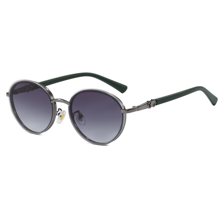 Dame elegant rund solbrille med speilende effekt Luvikno