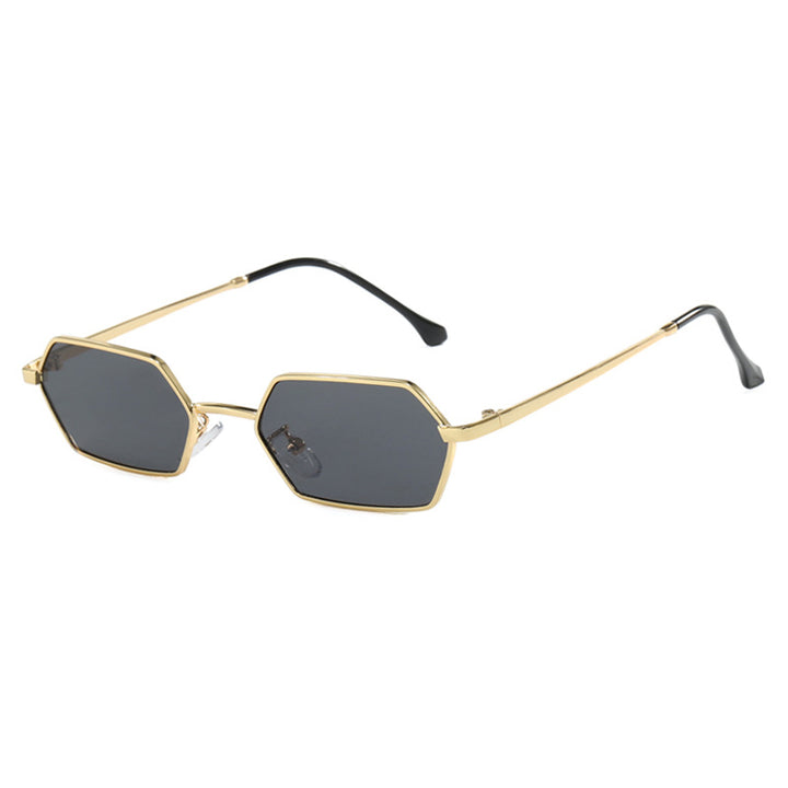 Dame hexagonal solbrille med elegant metallramme og UV-beskyttelse Luvikno